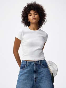 リブクルーネックT Q