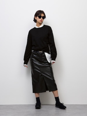 フェイクレザーペンシルスカート CL