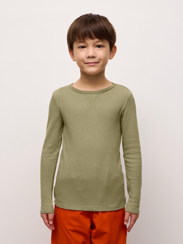 KIDSウォームワッフルクルーネックT(長袖)