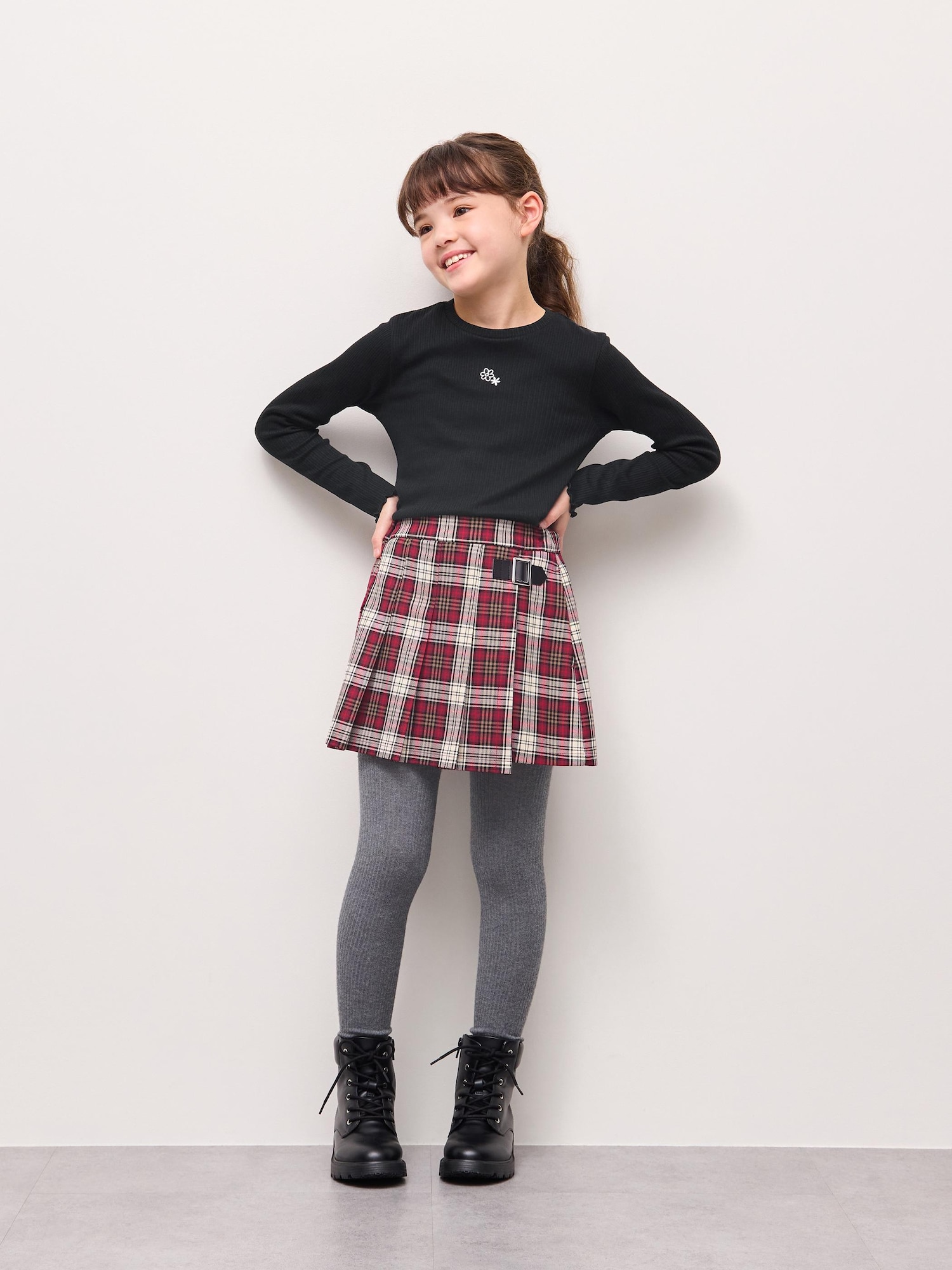 GIRLSプリーツラップミニスコート(チェック)PF