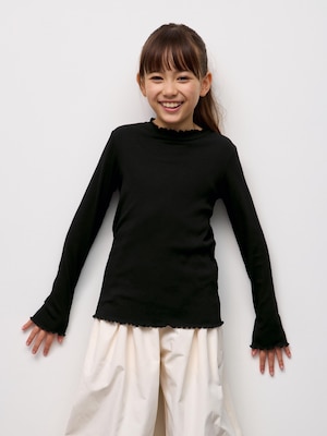 GIRLSウォームリブフリルネックT(12分袖)