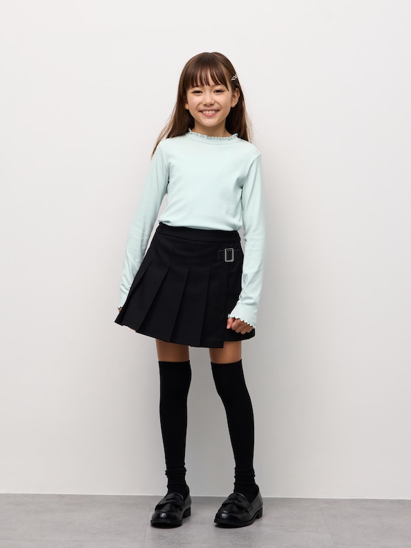 GIRLSウォームリブフリルネックT(12分袖)