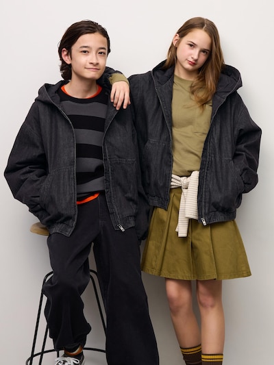 KIDS 데님 패딩 지퍼 파카