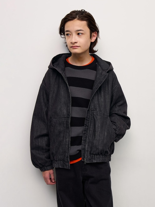 KIDSデニムパデッドジップアップパーカ