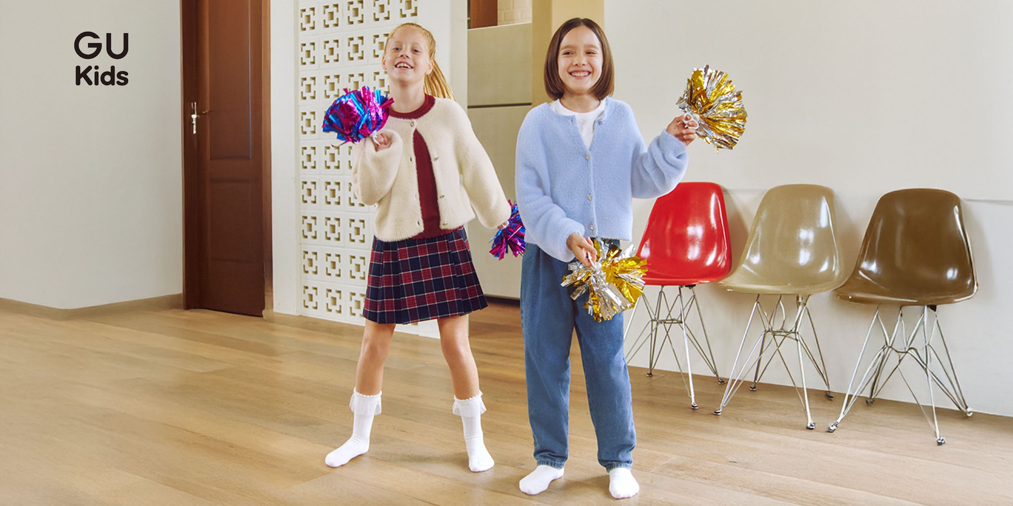 シャギーニットハートビジューボタンカーディガン