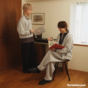 An image of ジーユーのスウェットと過ごす、
&TEAM・EJさんとNICHOLASさんの
スウェ活