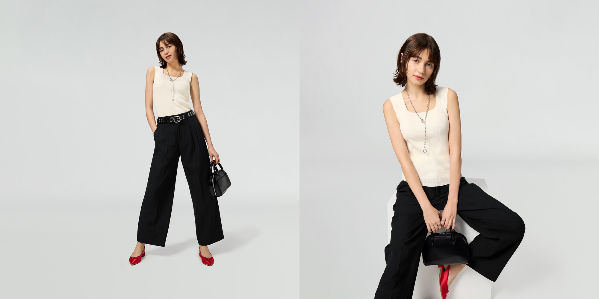 リブニット
スクエアネックタンクトップ