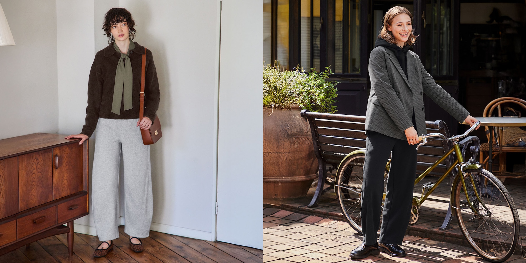 スウェットバレルレッグパンツ