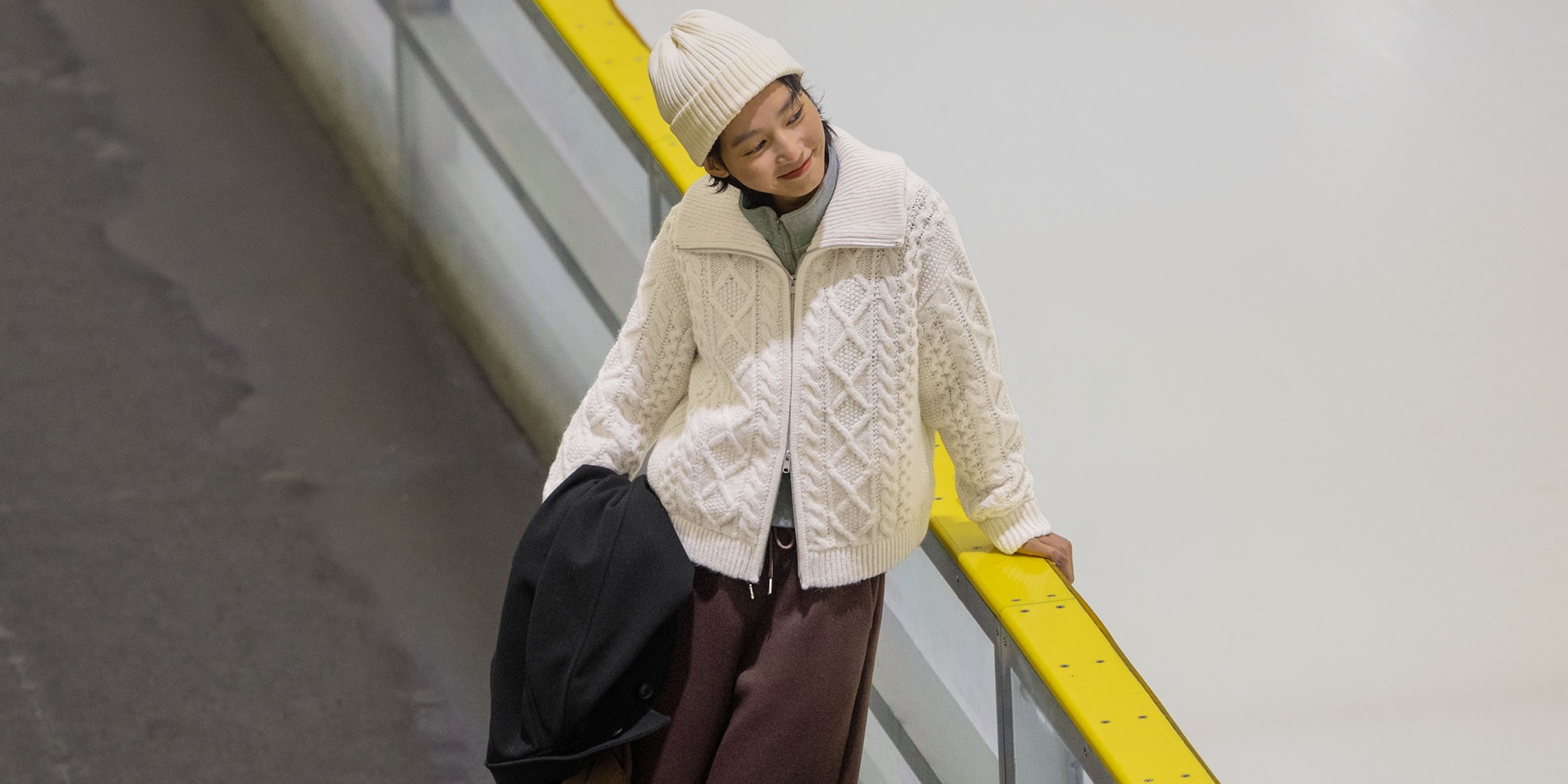 ケーブルニットブルゾン