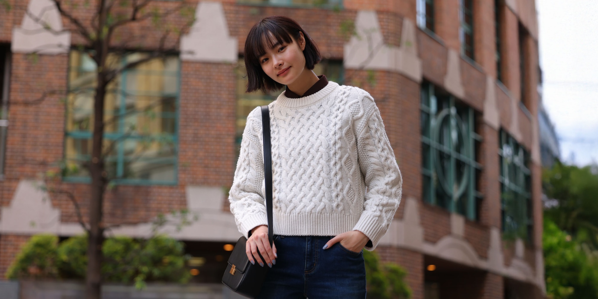 ケーブルクルーネック
ニットプルオーバー