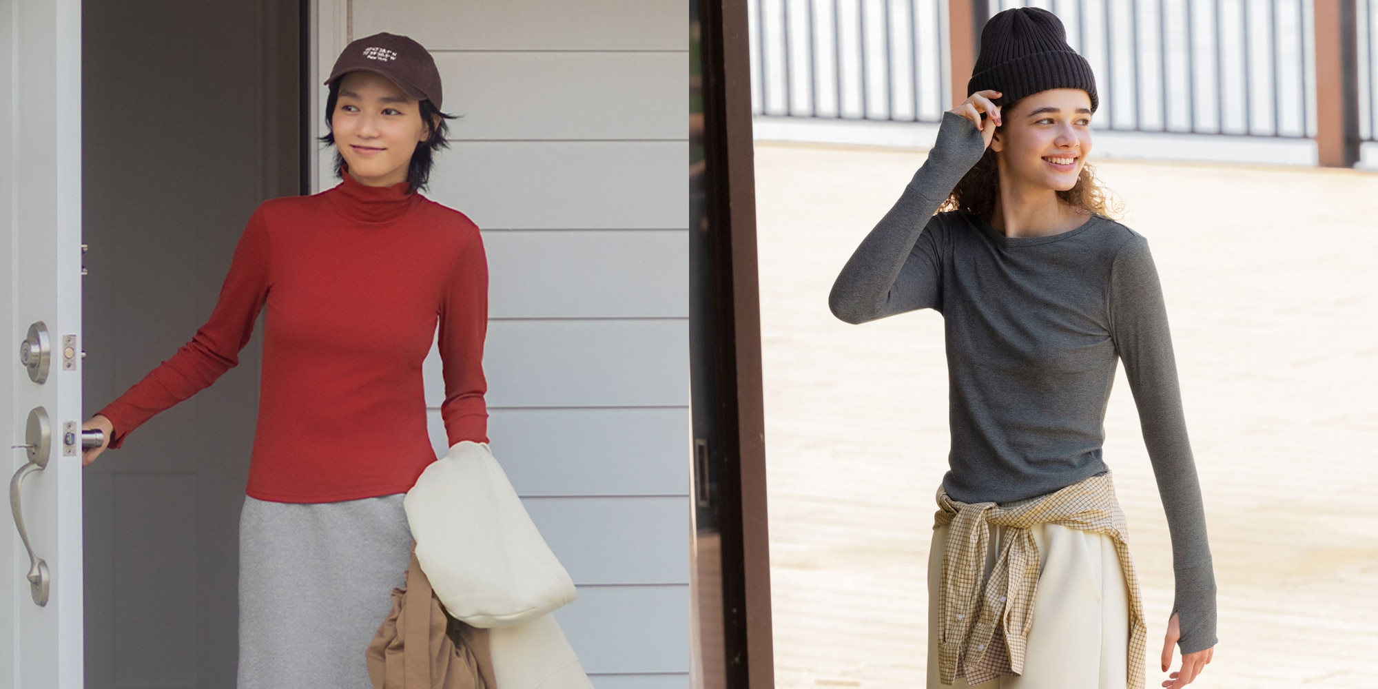 ウォームリブタートルネックT・クルーネックT