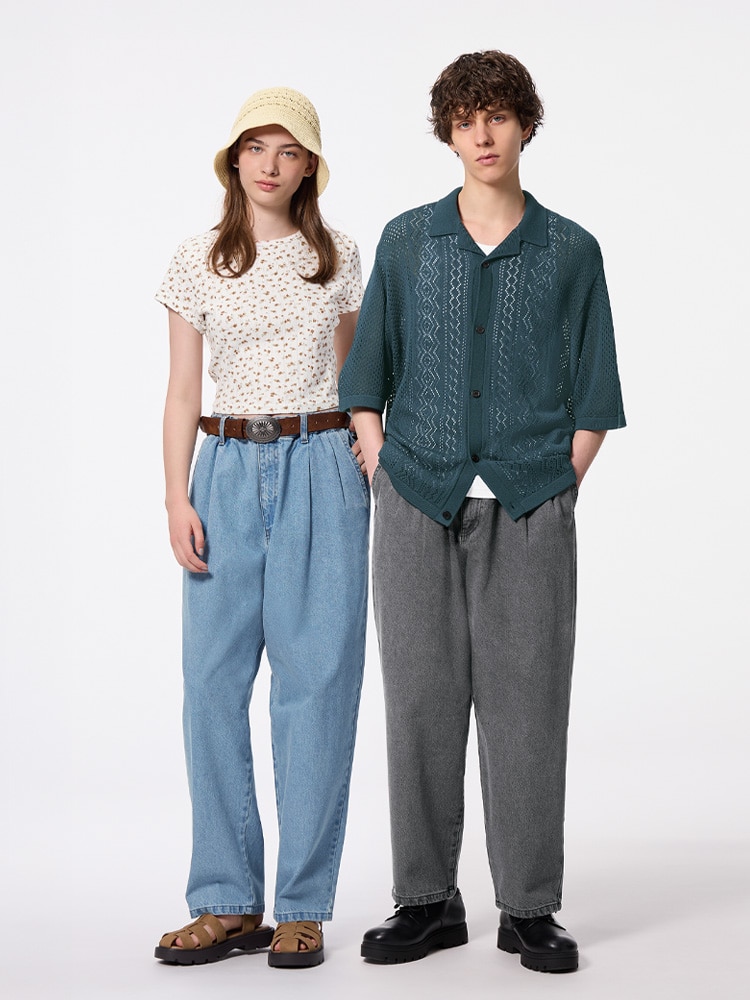 GU公式 | ワイドパンツ・バレルレッグ(レディース)