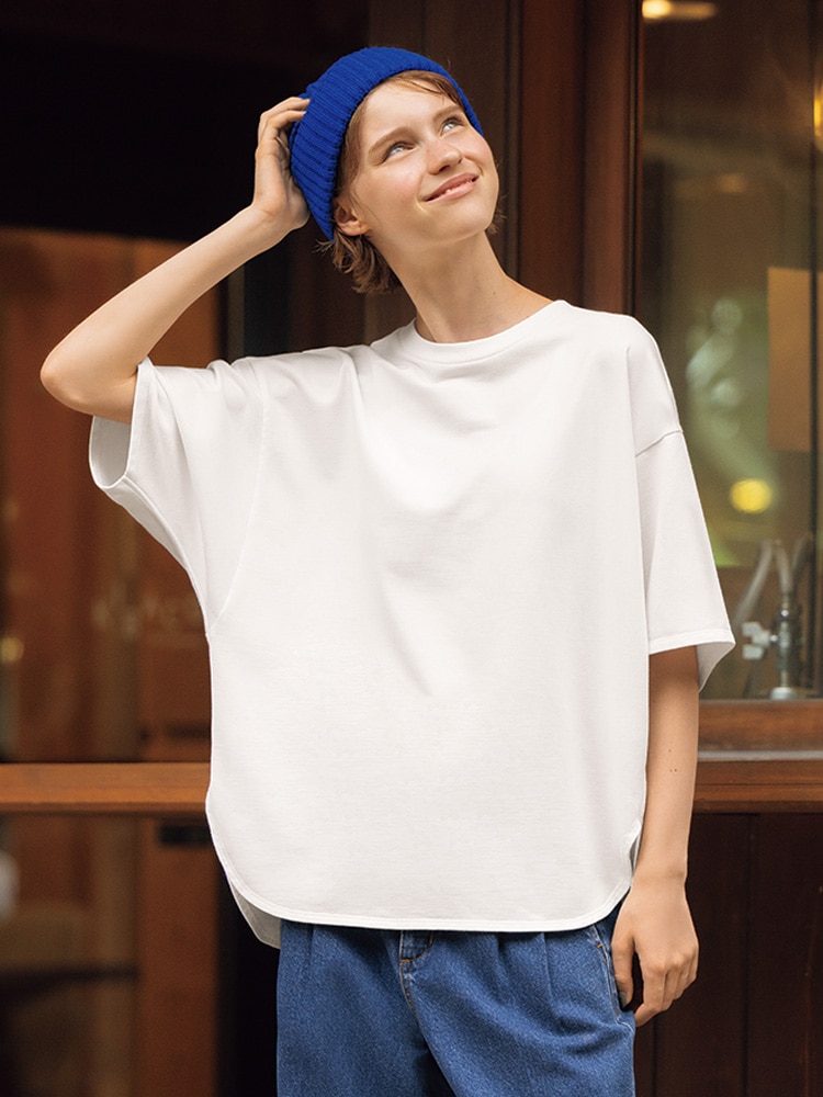 GU - ジーユー☆ レディースファッション サマーカットソー ブラック＆ブルー GU公式 | Tシャツ・カットソー(レディース)