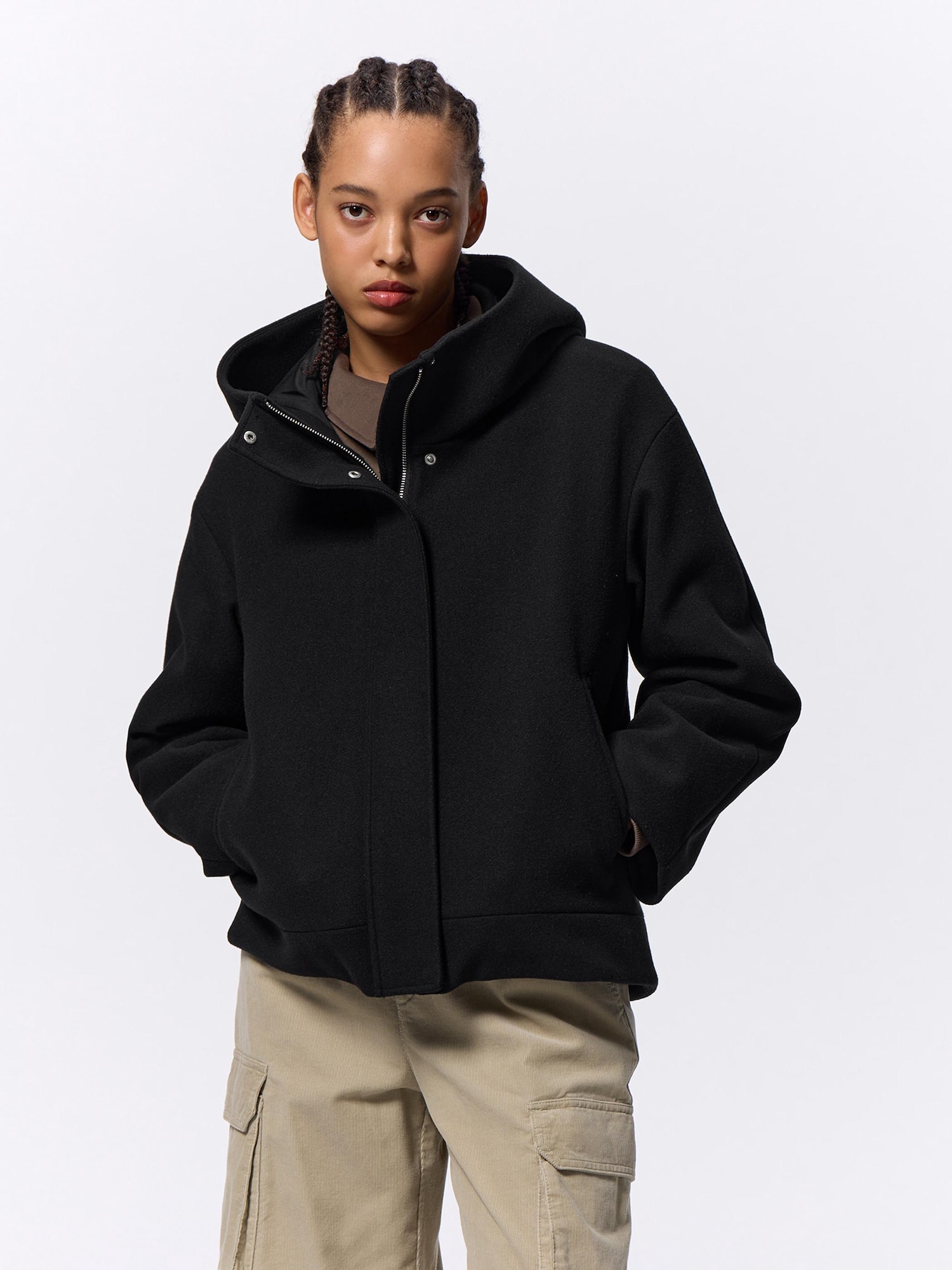 GU Cozy melton short Hoodie Coat