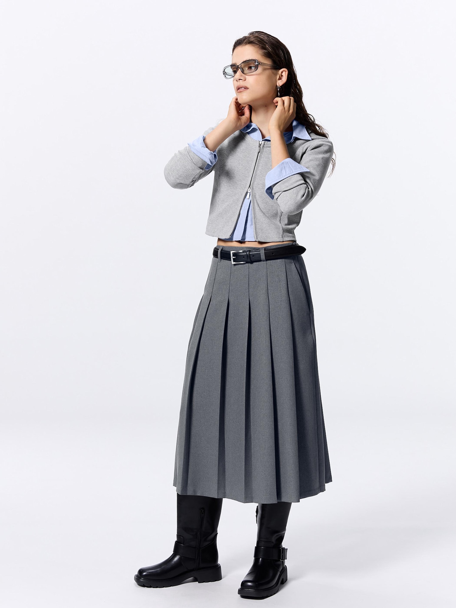 GU Pleated Midi Skirt