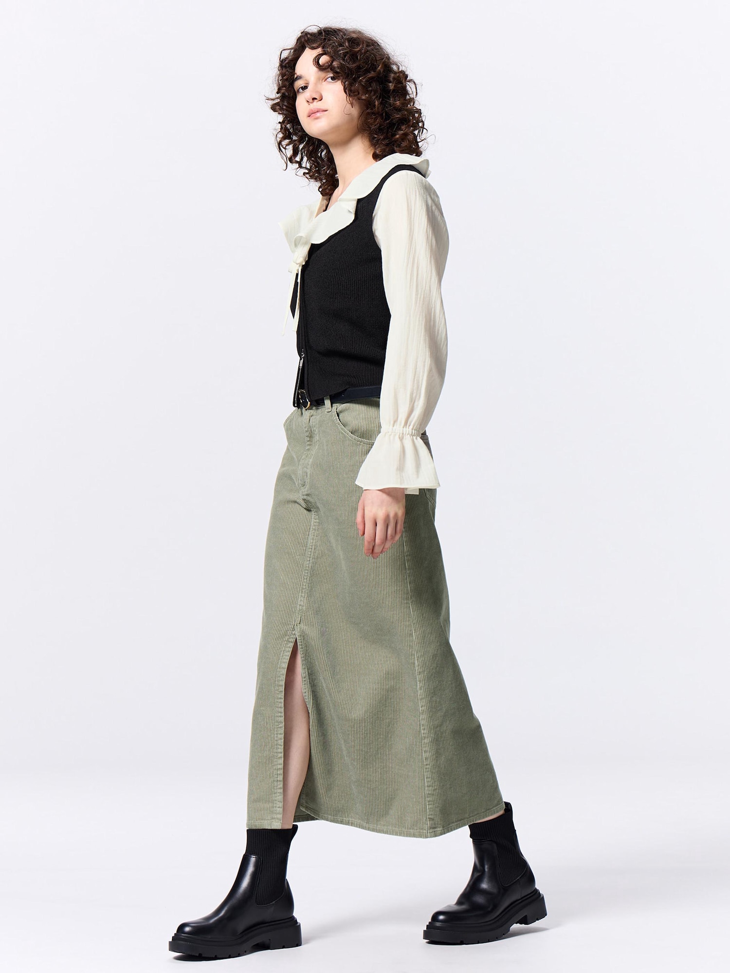 In Line Camo Corduroy Micro Mini Skirt - Olive/combo