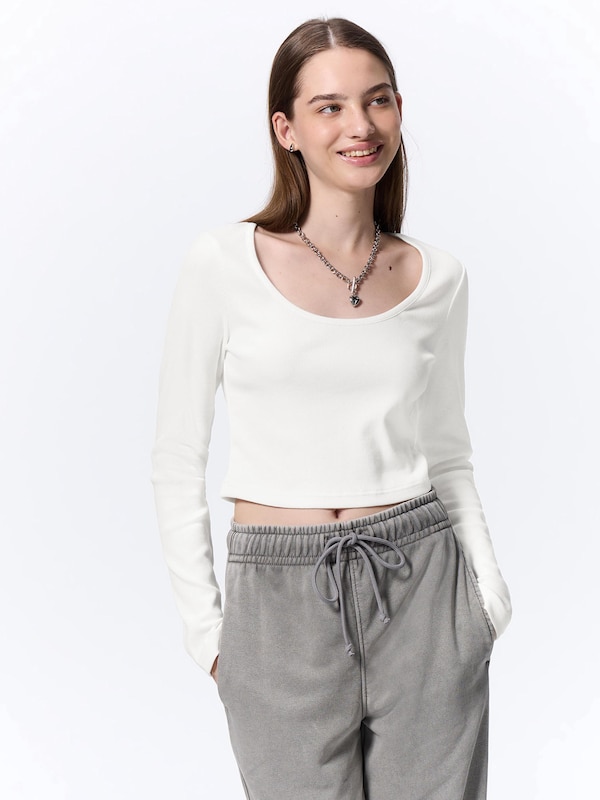 Ribbed Cropped T-Shirt Long