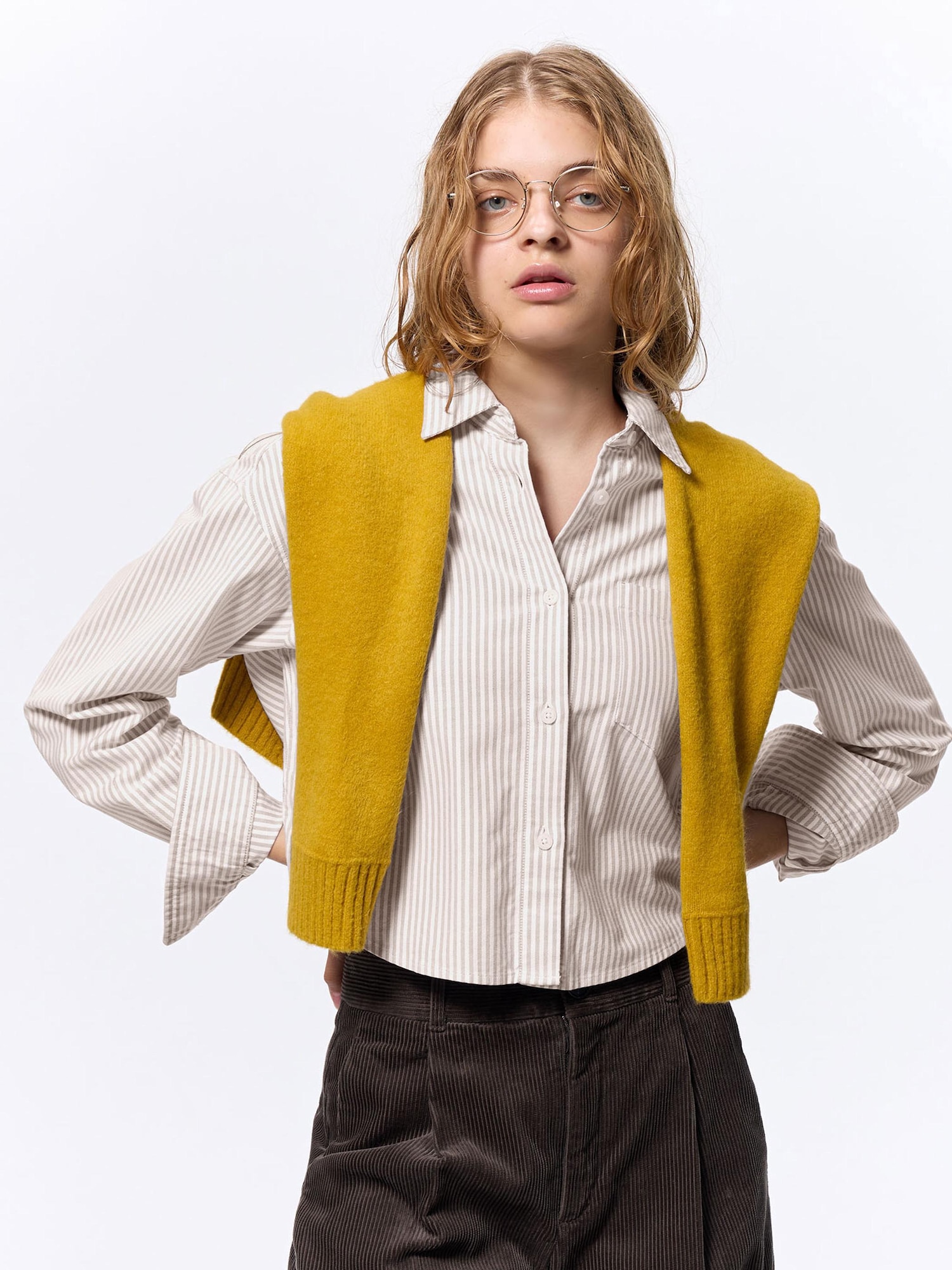 Oxford Striped Short Shirt | GU US
