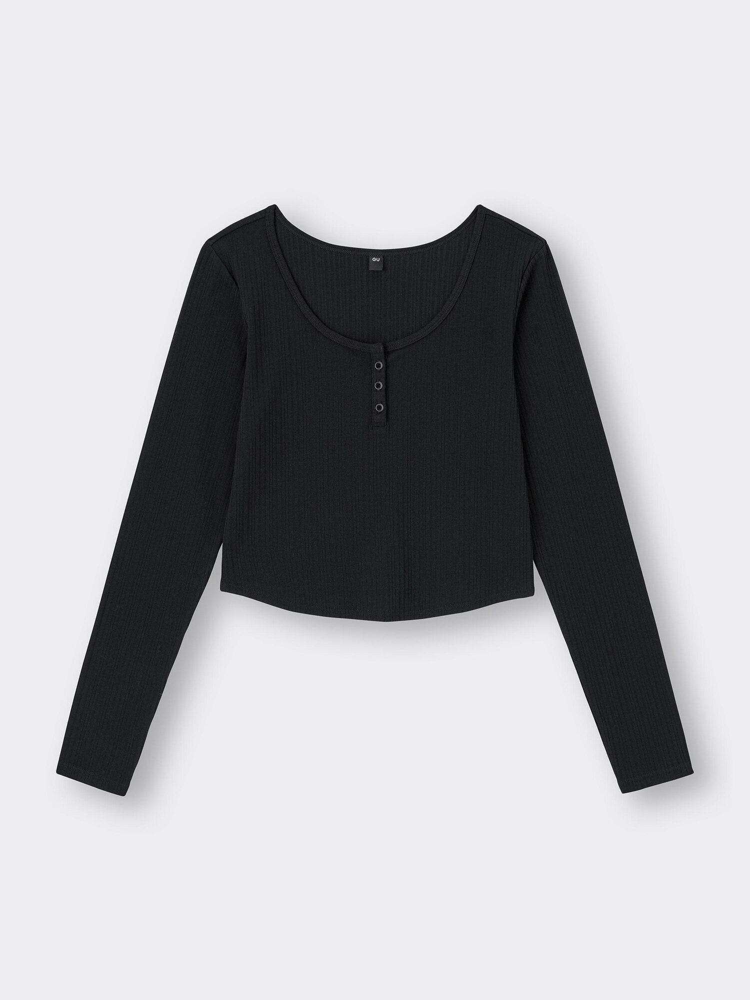 Cotton Blend Ribbed Cropped Henley T-Shirt | GU US