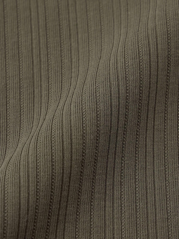 Cotton Blend Ribbed Cropped Henley T-Shirt