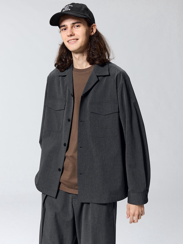 Double Pocket Open Collar Shirt