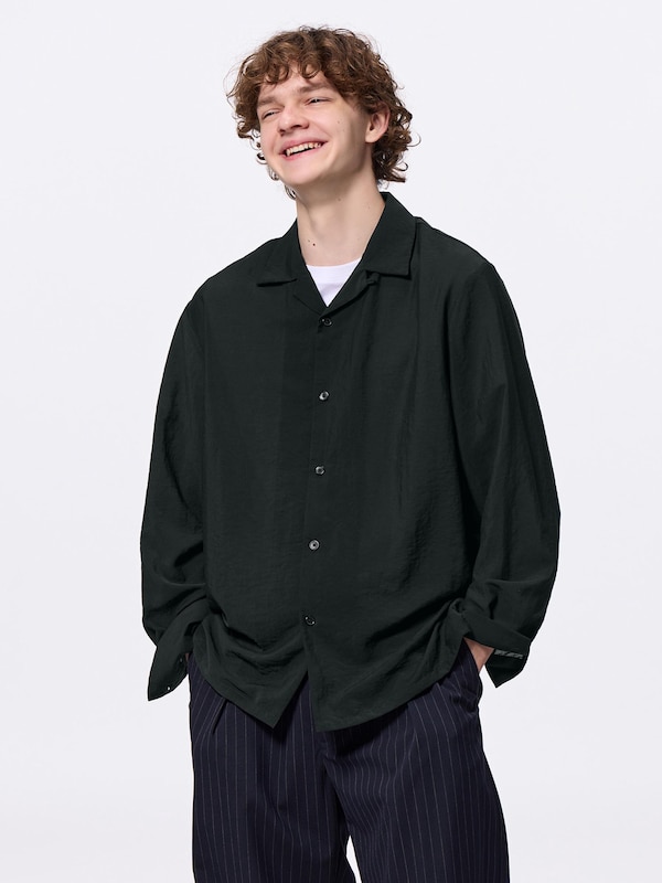 Textured Open Collar Shirt