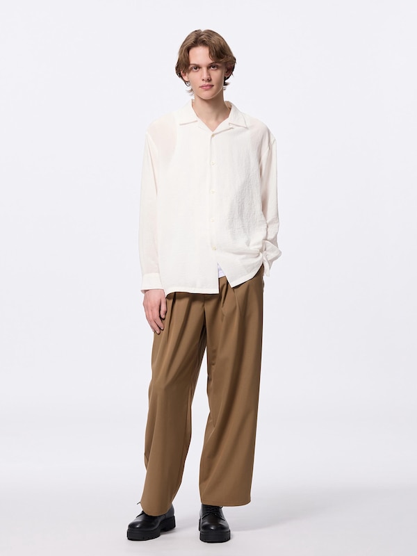 Textured Open Collar Shirt