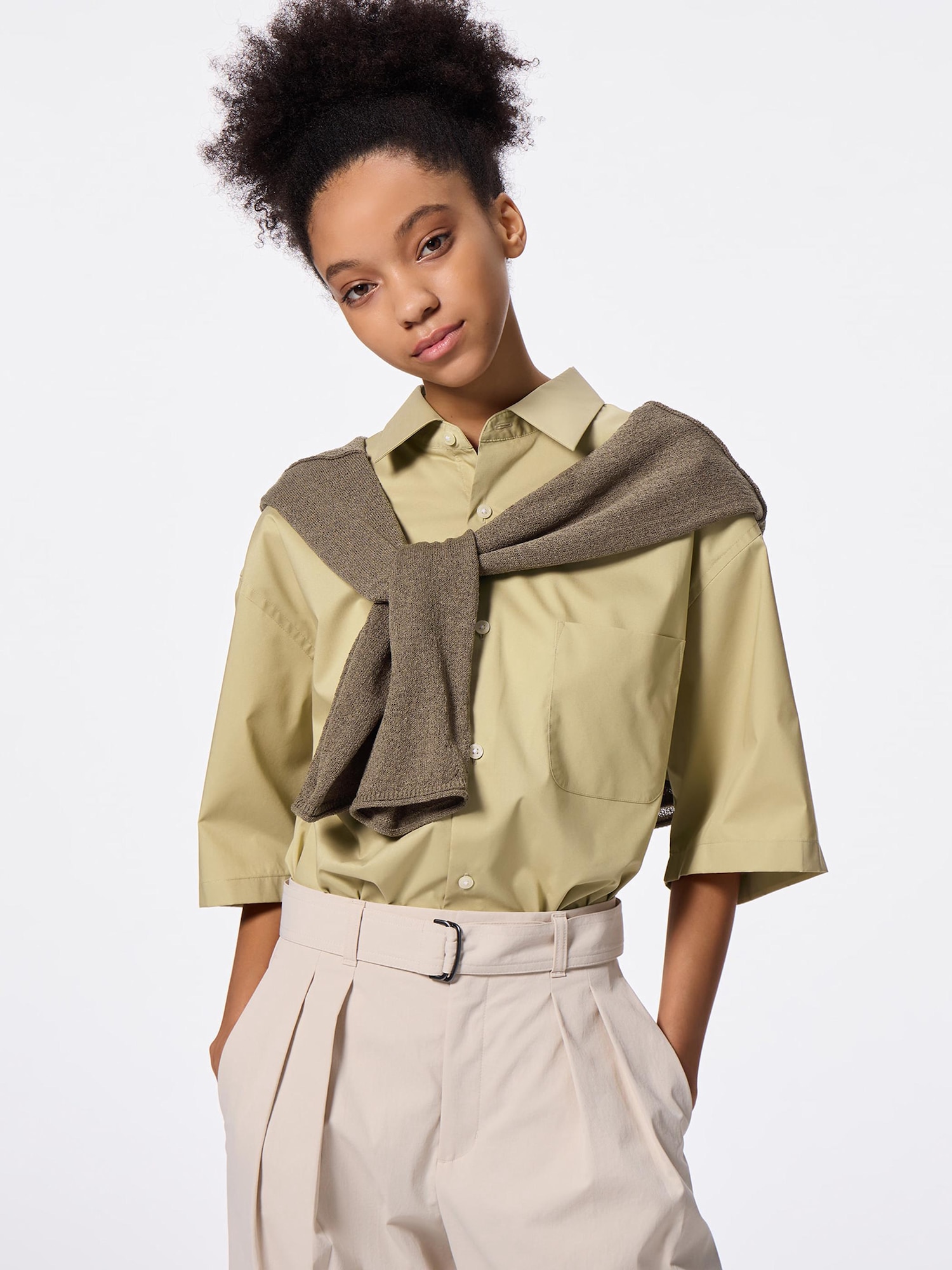 Broadcloth Oversized Shirt | HalfSlv | GU US