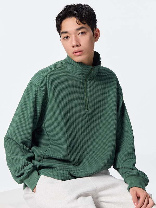 Heavy Waffle Half-Zip Pullover
