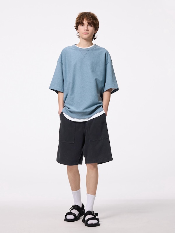 Washed Sweat Knee Length Shorts