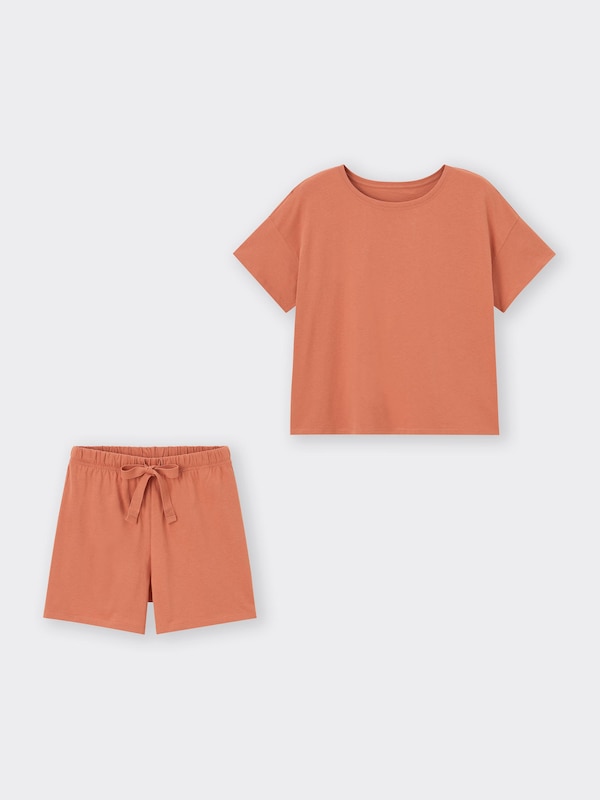 Cotton Color Lounge Set Short Sleeve
