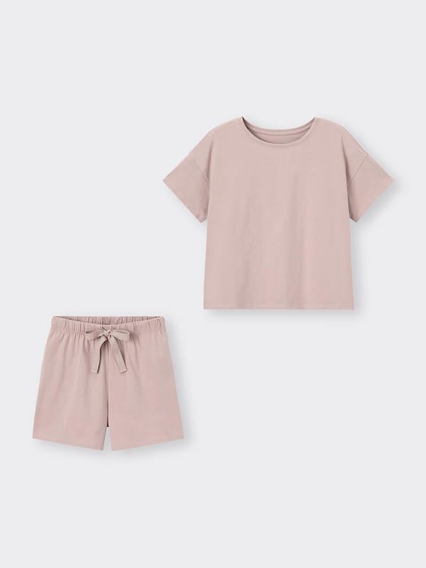 Cotton Color Lounge Set Short Sleeve
