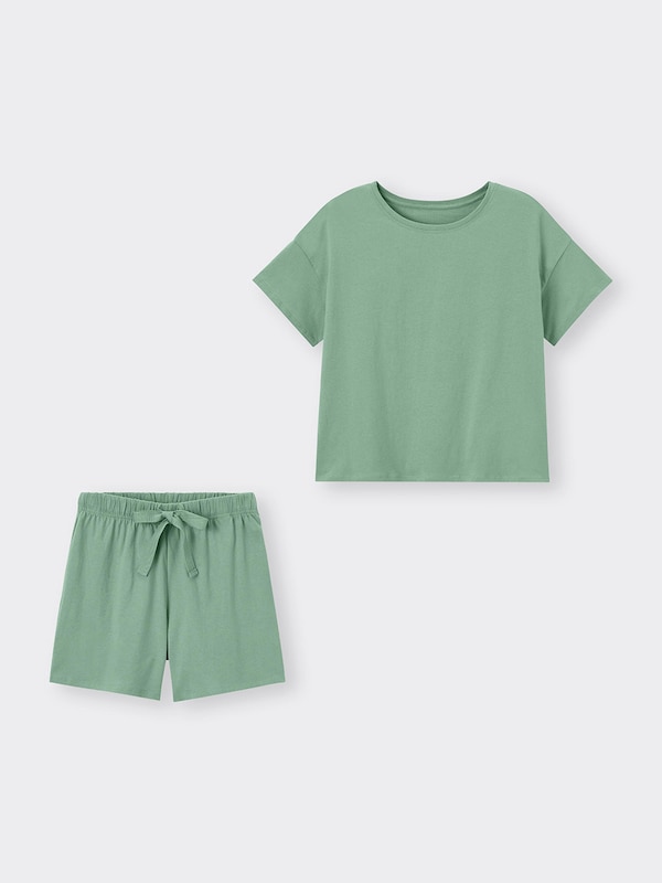 Cotton Color Lounge Set Short Sleeve