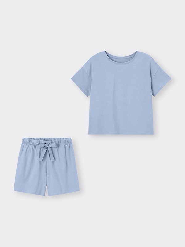 Cotton Color Lounge Set Short Sleeve