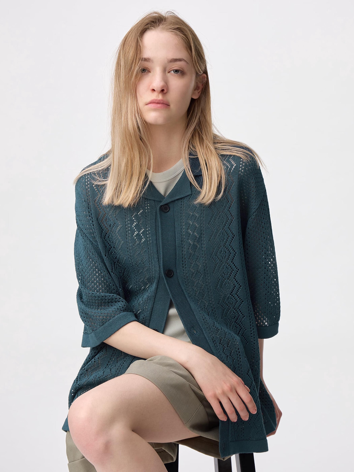 6（ロク）の「＜6(ROKU)＞MESH SHIRT KNIT/ニット（ニット