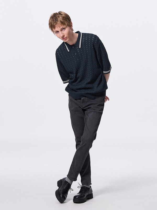 Washable Cable Knitted Polo Shirt | HalfSlv