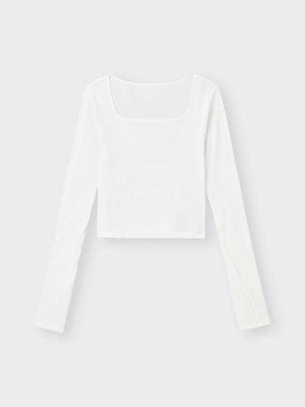 Stretch Ribbed Cropped T-Shirt Long Warm