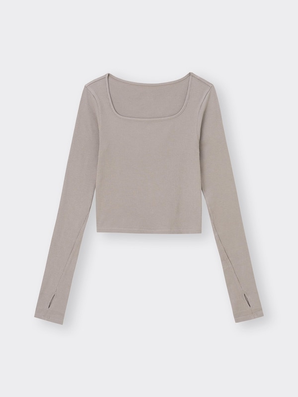 Stretch Ribbed Cropped T-Shirt Long Warm