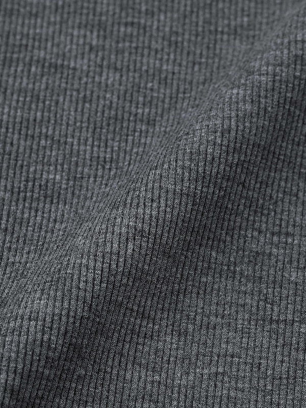 Stretch Ribbed U Neck T-Shirt Long Warm