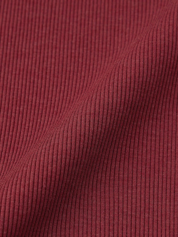 Stretch Ribbed U Neck T-Shirt Long Warm