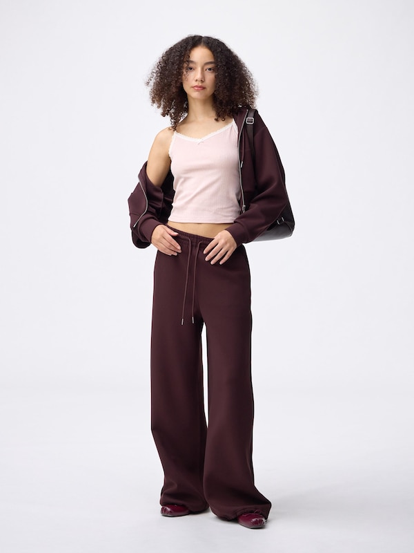 Cotton Blend Ribbed Cropped Lace Camisole | Dry