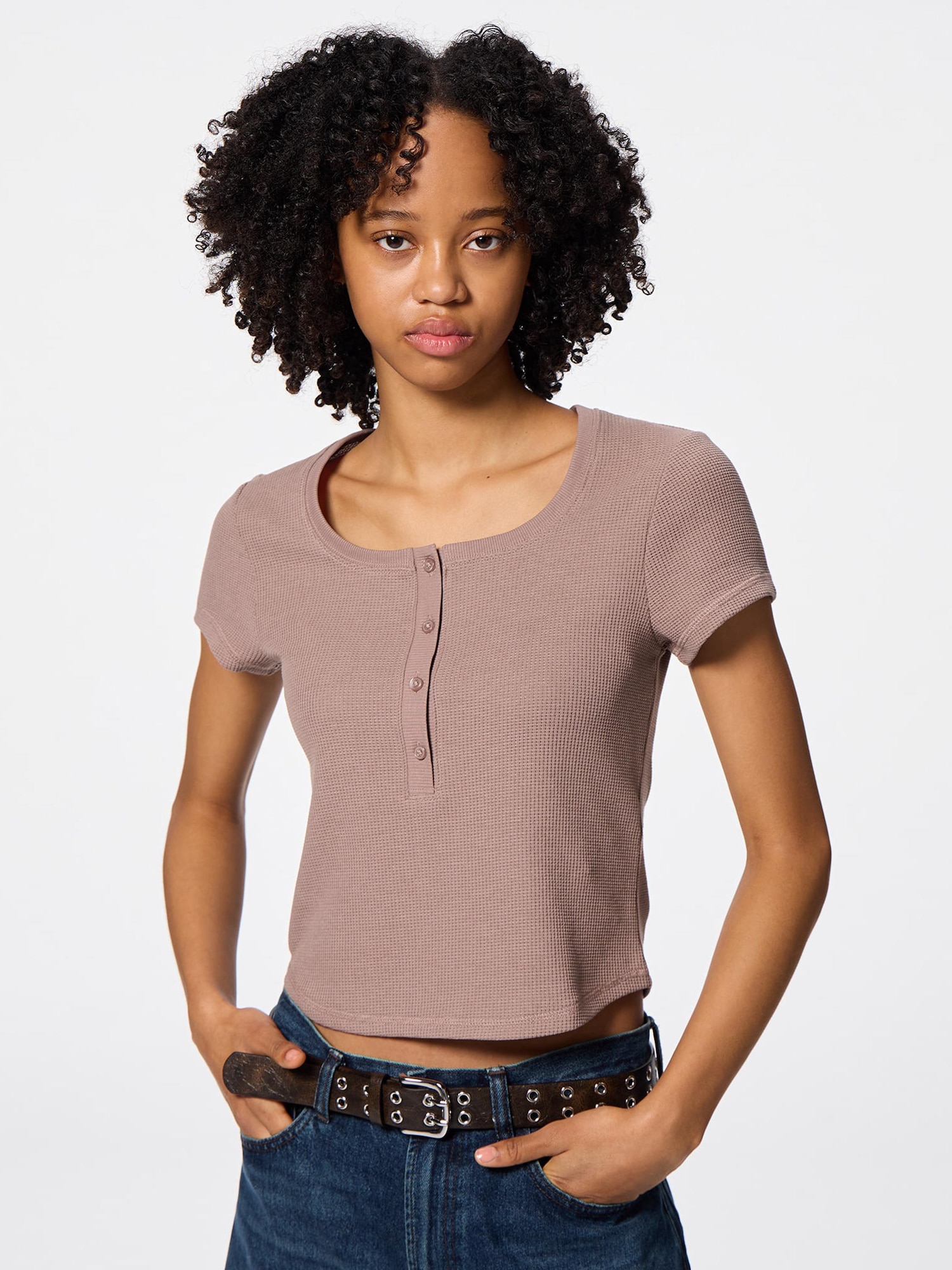 Waffle Henley Neck T-Shirt | GU US