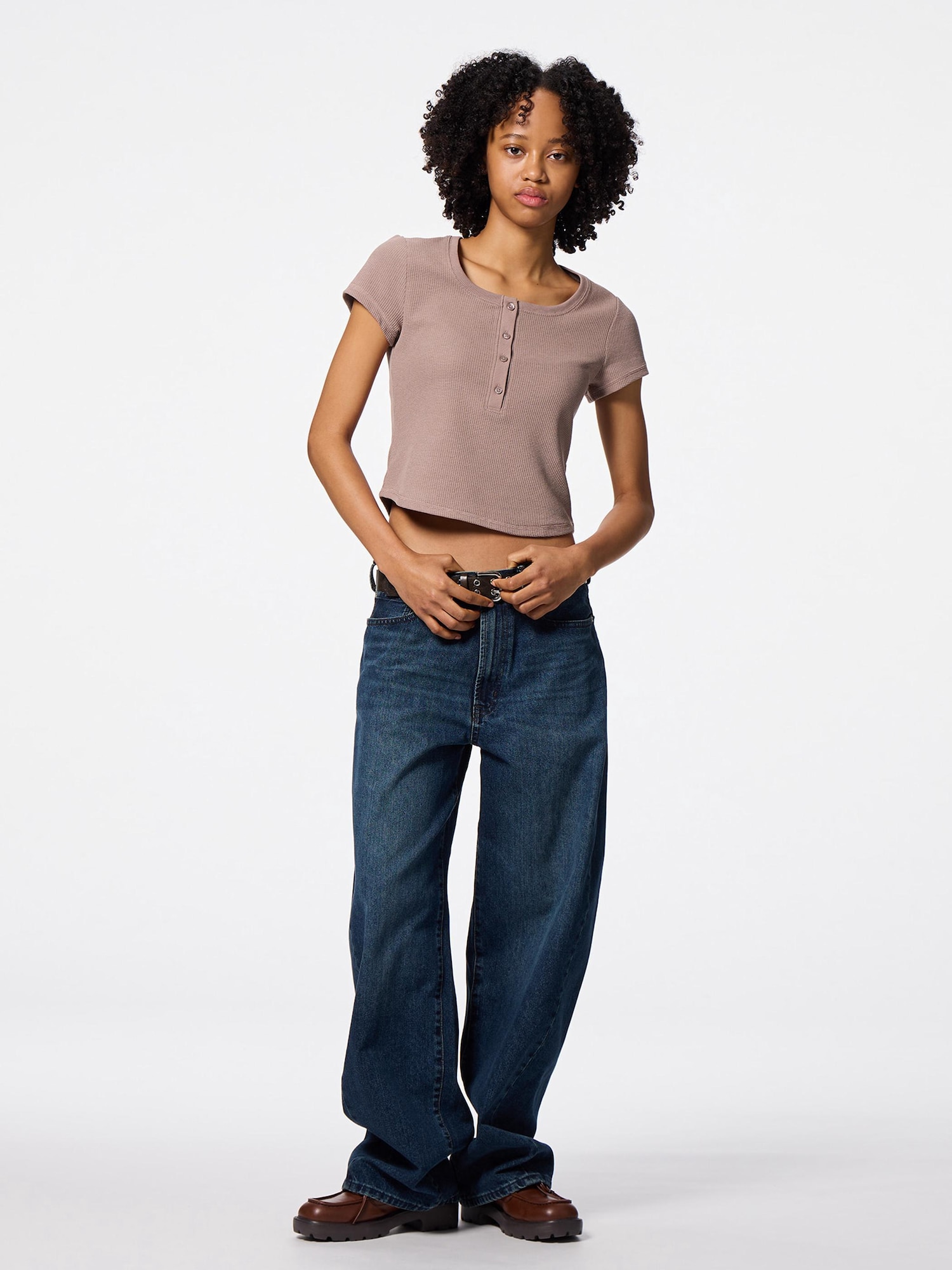 Waffle Henley Neck T-Shirt | GU US Waffle Henley Neck T-Shirt | GU US