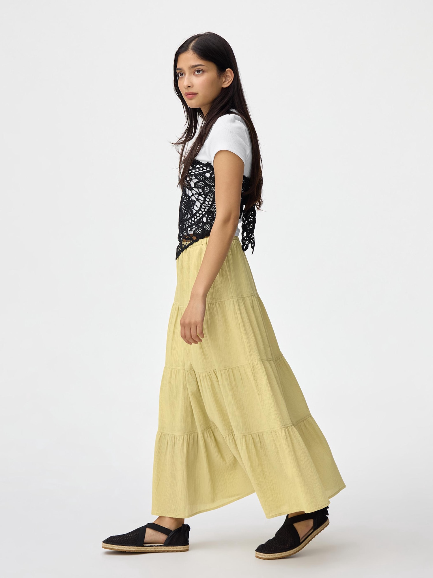 anuke 今季新作 Tiered Tuck Skirt ànuke online store（アンヌーク） / Tuck Long SkirtTuck Long