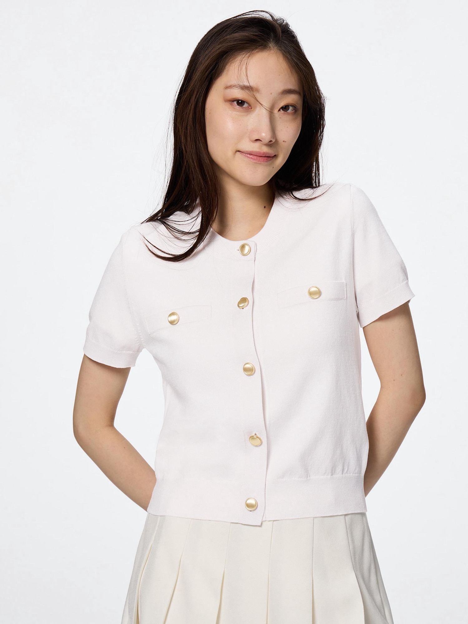 Metal Button Cardigan | Short | GU US