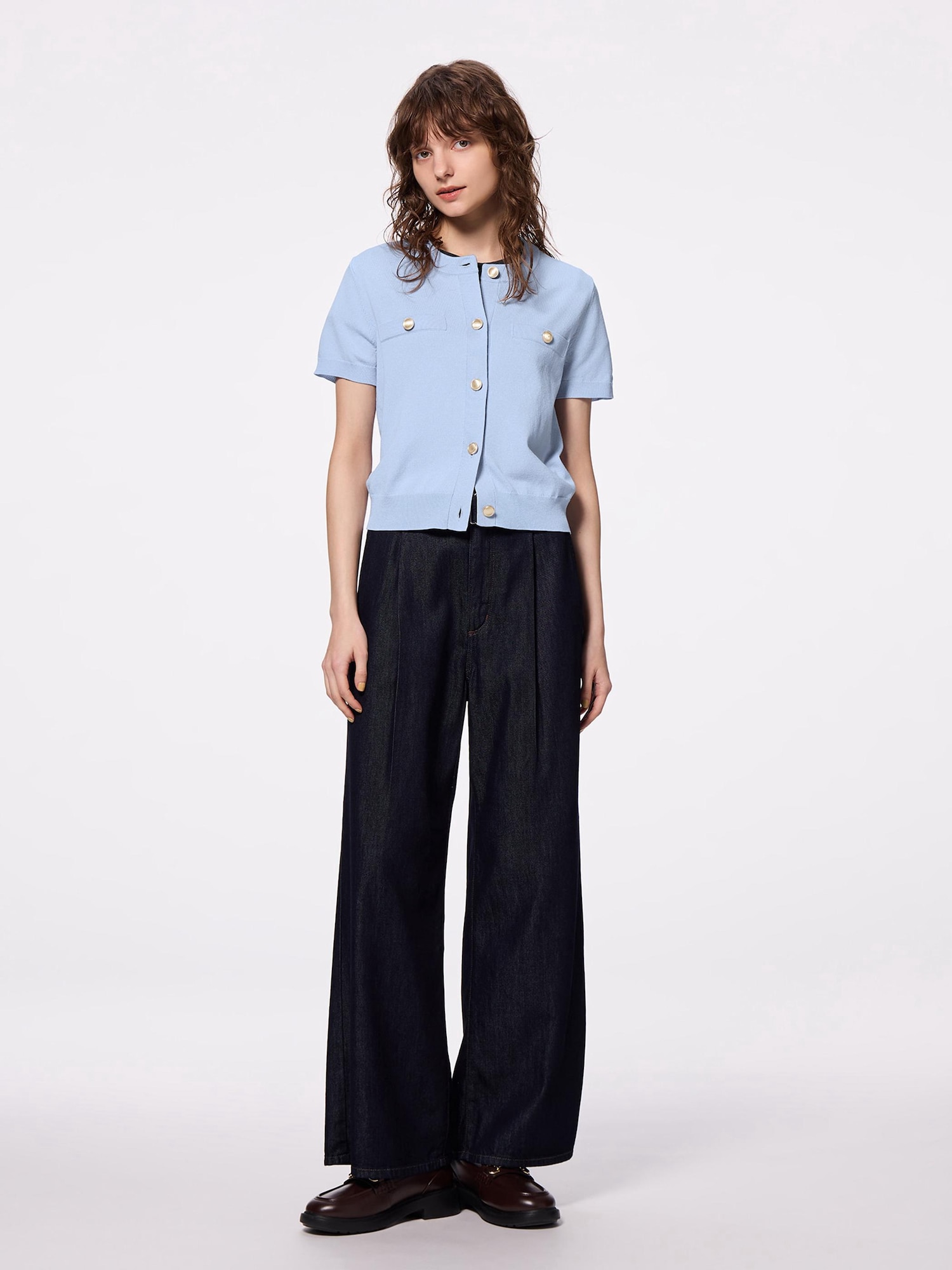 Metal Button Cardigan | Short | GU US