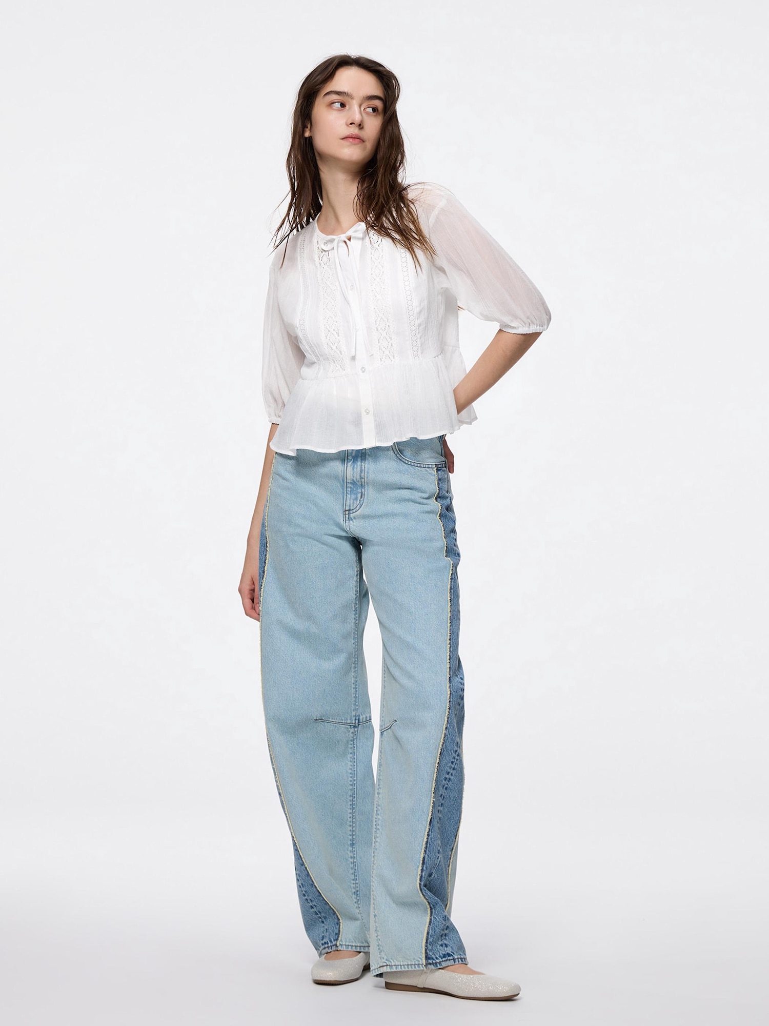 Lace Peplum Blouse | HalfSlv | GU US