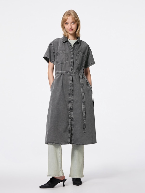 Light Denim Work Shirt Dress | Short
