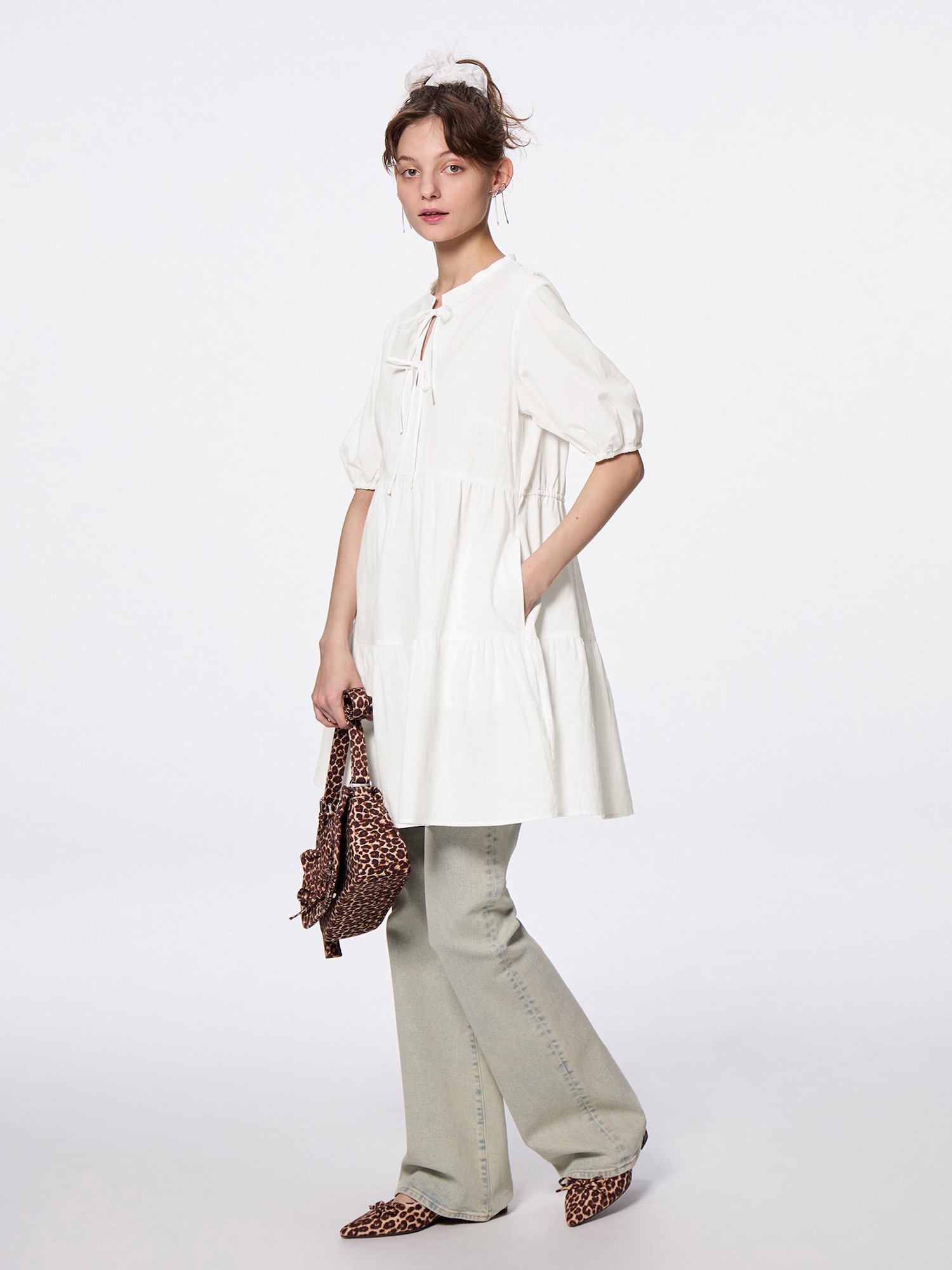 Cotton Tiered Mini Dress | HalfSlv | GU US