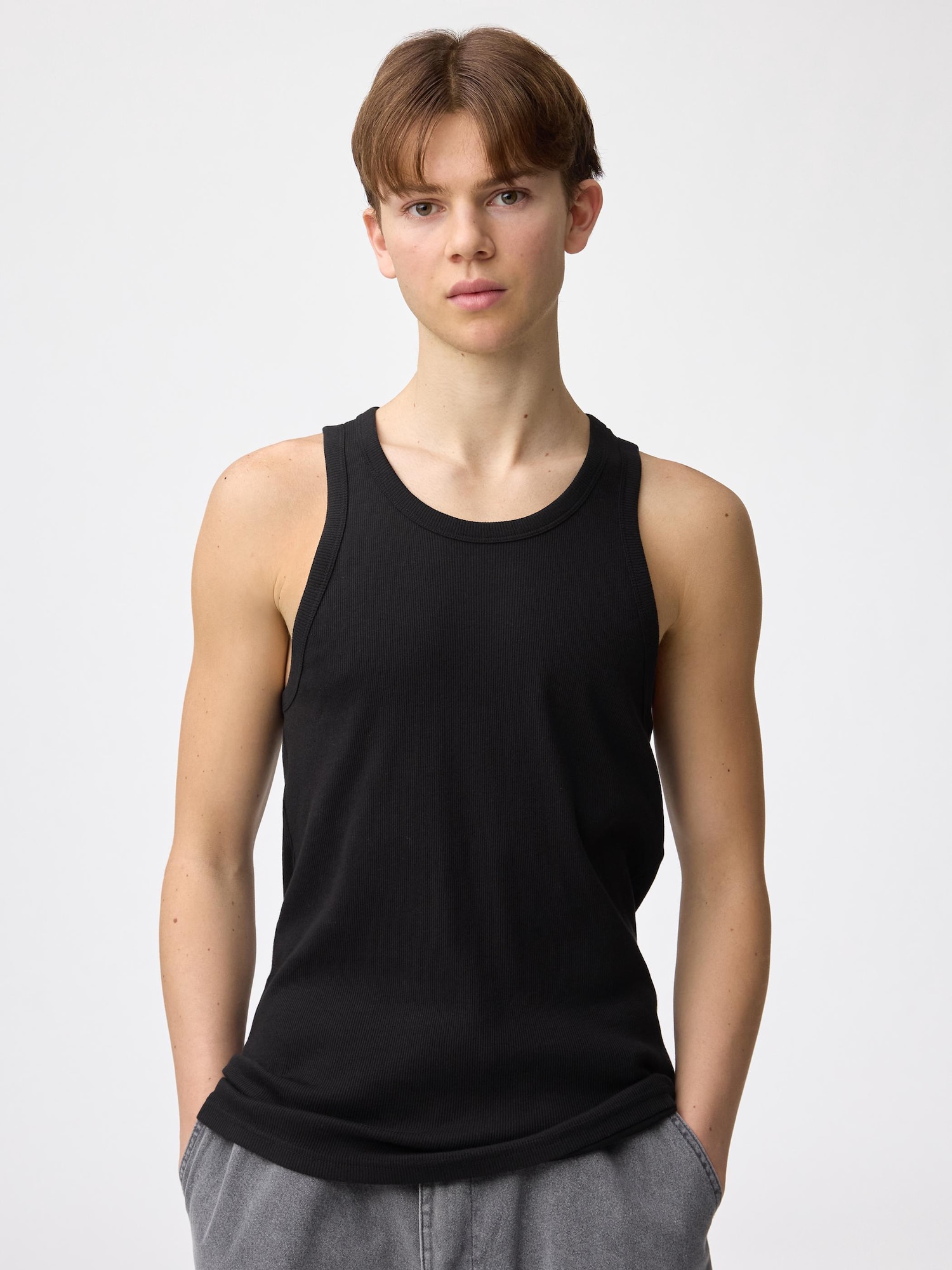 Men's Cotton Color Ribbed Tank Top | GU US